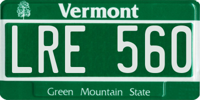 VT license plate LRE560