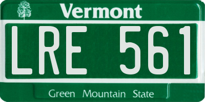 VT license plate LRE561