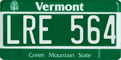 VT license plate LRE564