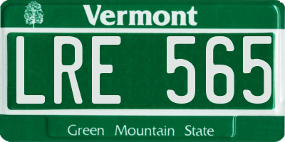 VT license plate LRE565