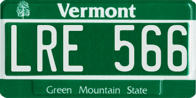 VT license plate LRE566