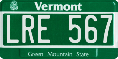 VT license plate LRE567