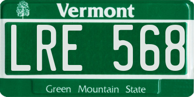 VT license plate LRE568