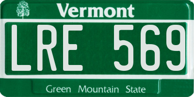 VT license plate LRE569