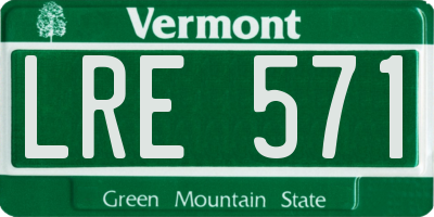 VT license plate LRE571