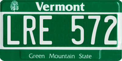 VT license plate LRE572