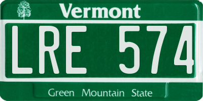 VT license plate LRE574
