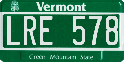 VT license plate LRE578
