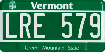 VT license plate LRE579