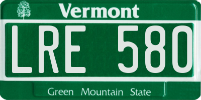 VT license plate LRE580