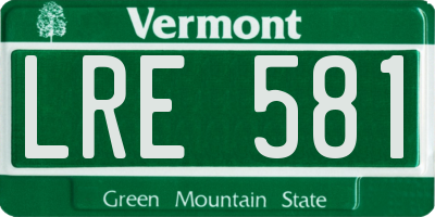 VT license plate LRE581