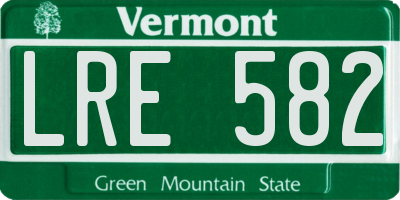 VT license plate LRE582