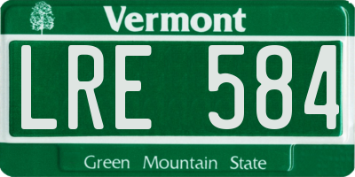 VT license plate LRE584