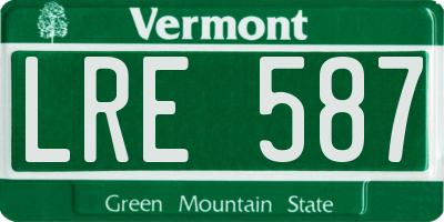 VT license plate LRE587