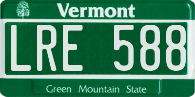 VT license plate LRE588