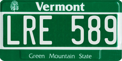 VT license plate LRE589