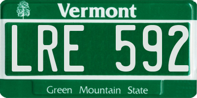 VT license plate LRE592