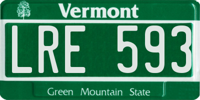 VT license plate LRE593