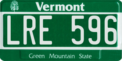 VT license plate LRE596
