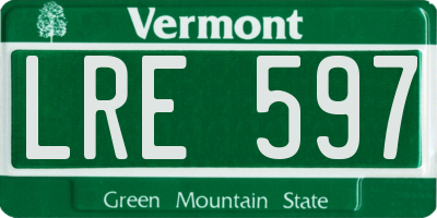 VT license plate LRE597