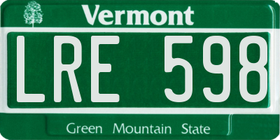 VT license plate LRE598