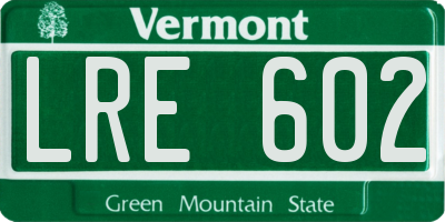 VT license plate LRE602