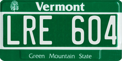 VT license plate LRE604