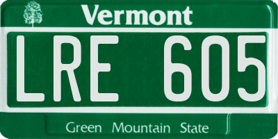 VT license plate LRE605