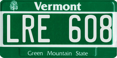 VT license plate LRE608