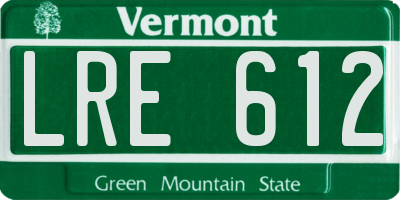 VT license plate LRE612