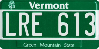 VT license plate LRE613
