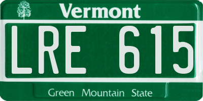 VT license plate LRE615
