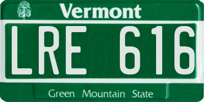 VT license plate LRE616