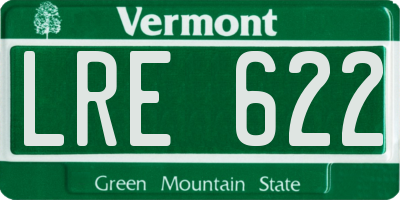 VT license plate LRE622