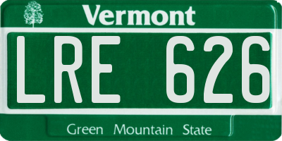 VT license plate LRE626