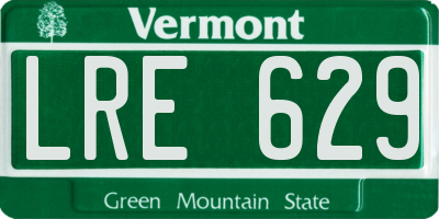 VT license plate LRE629