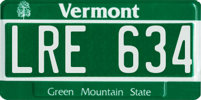 VT license plate LRE634