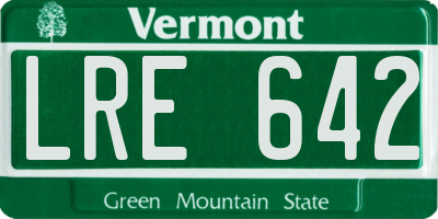 VT license plate LRE642
