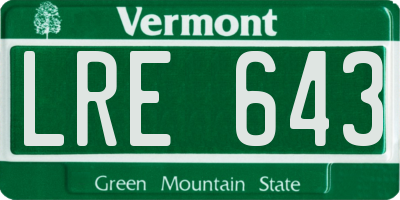 VT license plate LRE643