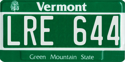 VT license plate LRE644