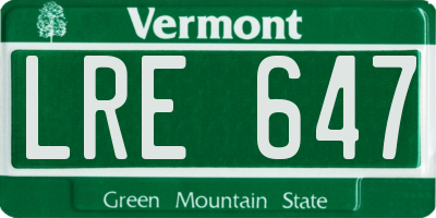 VT license plate LRE647