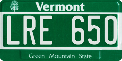 VT license plate LRE650