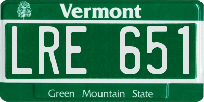 VT license plate LRE651