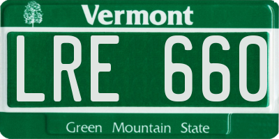 VT license plate LRE660