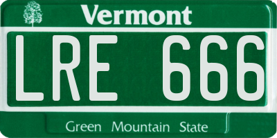 VT license plate LRE666