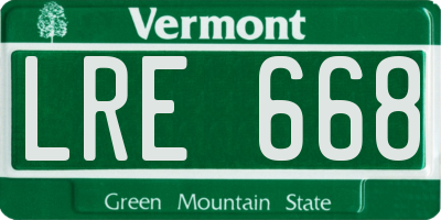 VT license plate LRE668