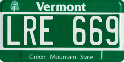 VT license plate LRE669