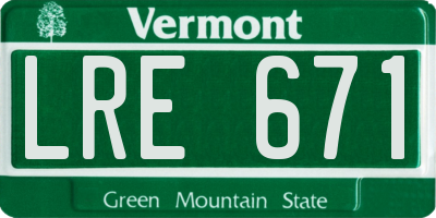 VT license plate LRE671