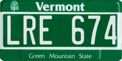 VT license plate LRE674