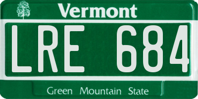 VT license plate LRE684